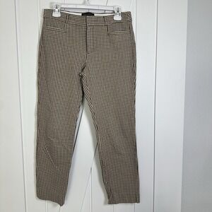 Banana Republic Women's Sloan Slim Fit Mid Rise Pants Size 4 Brown Beige Plaid